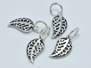 2pcs 925 Sterling Silver Charms-Antique Silver, Leaf Charm, 14x7mm-Metal Findings & Charms-BeadXpert