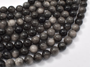 Silver Obsidian Beads, 8mm (8.4mm)-Gems: Round & Faceted-BeadXpert