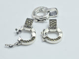1pc 925 Sterling Silver Marcasite Clasp, 10.5mm Round, Loop Hole 4x3mm-BeadXpert