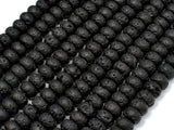 Black Lava Beads, 5x8mm Rondelle Beads-Gems:Assorted Shape-BeadXpert