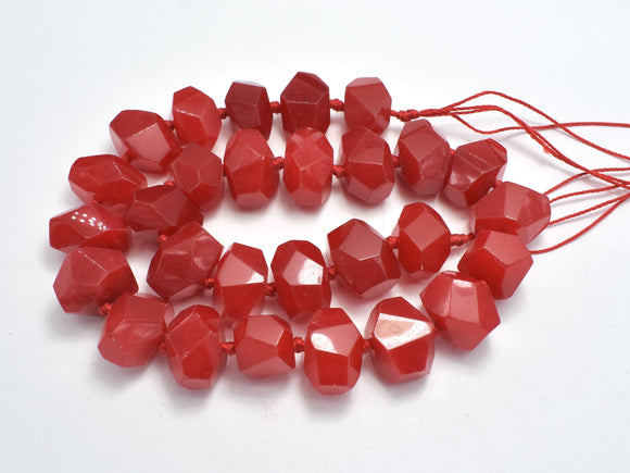 Jade Beads-Red, Approx. 12x16mm Faceted Nugget-BeadXpert