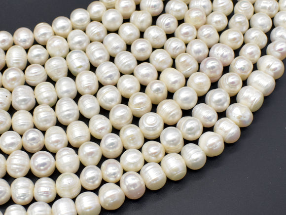 Fresh Water Pearl Beads-White, 7.5-9mm Potato Beads-BeadXpert