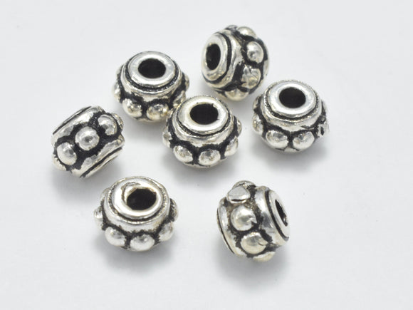 6pcs 925 Sterling Silver Beads-Antique Silver, 4.6mm Rondelle-Metal Findings & Charms-BeadXpert