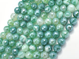 Mystic Coated Banded Agate-Green, 8mm Faceted Round-Agate: Round & Faceted-BeadXpert