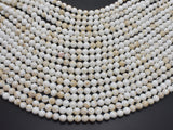 White Howlite, Round, 6mm, 15.5 Inch-BeadXpert