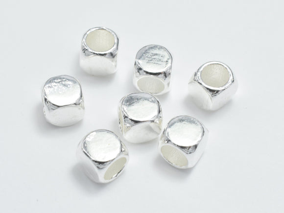 6pcs 925 Sterling Silver Beads, 4mm Cube Beads-Metal Findings & Charms-BeadXpert