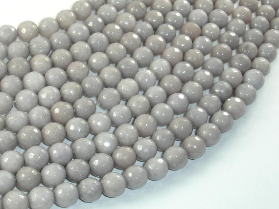 Jade Beads, Light Gray, 8mm Faceted Round-Gems: Round & Faceted-BeadXpert