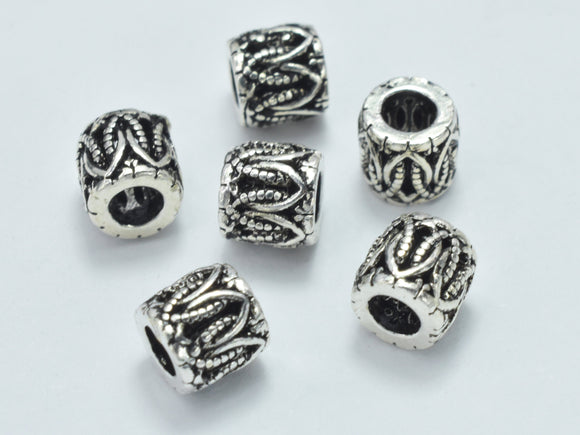 4pcs 925 Sterling Silver Beads-Antique Silver, 5x4.8mm, Tube Beads, Spacer Beads-BeadXpert