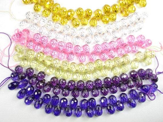 CZ beads, 6 x 9 mm Faceted Teardrop-Cubic Zirconia-BeadXpert