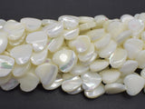 Mother of Pearl, MOP, White, 12mm Heart-BeadXpert