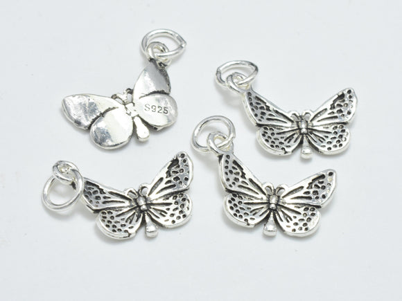 2pcs 925 Sterling Silver Charms-Antique Silver, Butterfly Charm, 14x10mm-BeadXpert