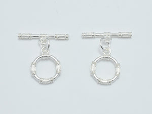 1set 925 Sterling Silver Toggle Clasps, Loop 12mm, Bar 20mm-Metal Findings & Charms-BeadXpert