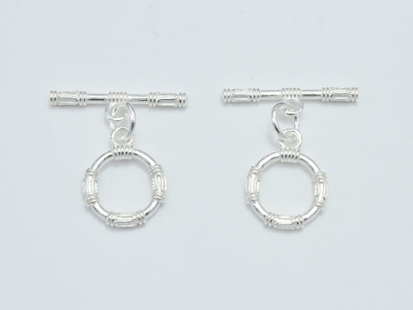 1set 925 Sterling Silver Toggle Clasps, Loop 12mm, Bar 20mm-Metal Findings & Charms-BeadXpert