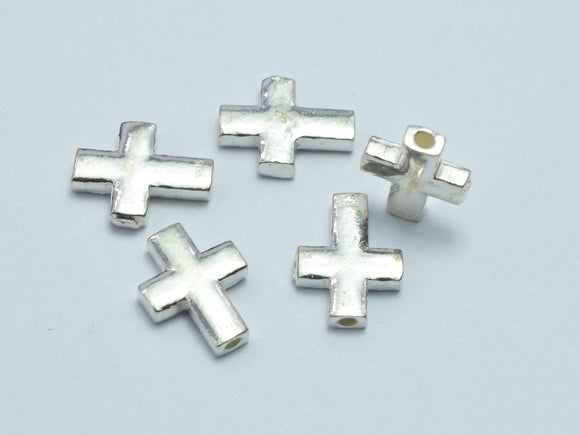 2pcs 925 Sterling Silver Cross Beads, 8x10.5mm-BeadXpert