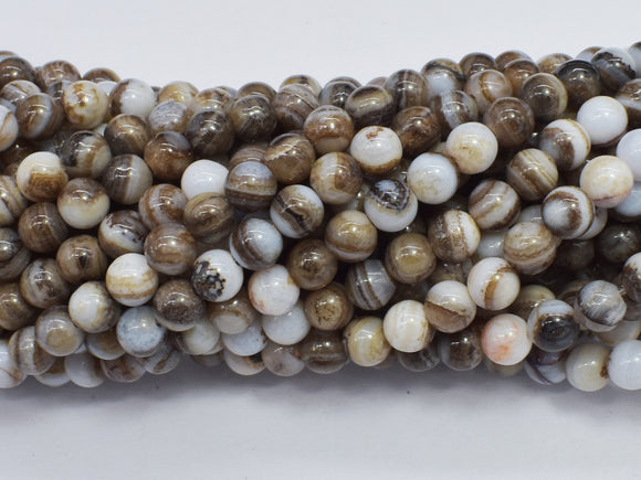 Banded Agate, Striped Agate, Brown, 6mm Round-BeadXpert