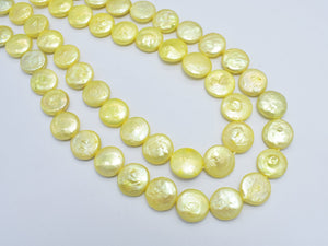 Fresh Water Pearl Beads-Yellow, 12mm Coin Beads-BeadXpert