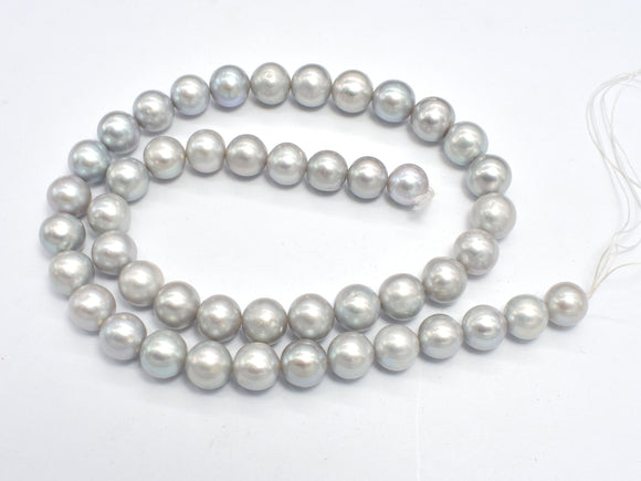 Fresh Water Pearl Beads-Silver, 8.5-9.5mm Round-BeadXpert