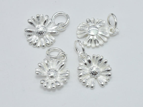 2pcs 925 Sterling Silver Charm, Daisy Charm, Flower Pendant, 10mm-BeadXpert