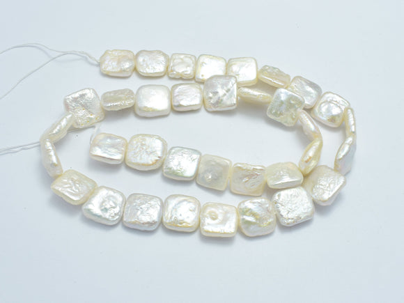 Fresh Water Pearl, White, 10x10mm Square Beads-BeadXpert
