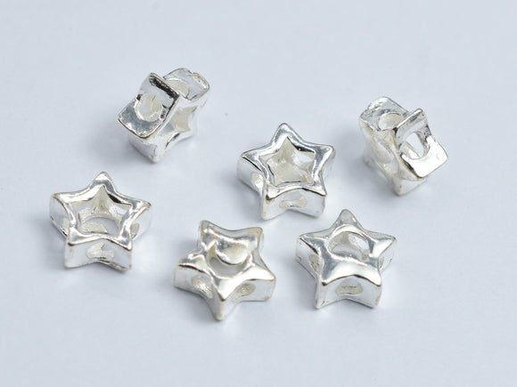 4pcs 925 Sterling Silver Star Beads 6.5mm-BeadXpert