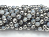 Mystic Coated Banded Agate - Gray & Silver, 6mm, Faceted-BeadXpert