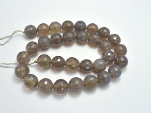 Gray Agate, 12mm Faceted Round Beads-BeadXpert