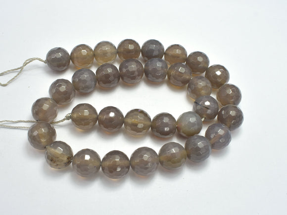 Gray Agate, 12mm Faceted Round Beads-BeadXpert