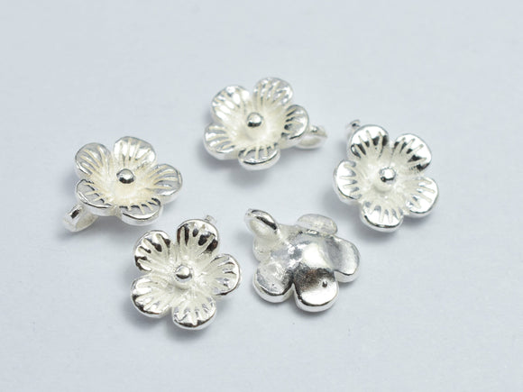 4pcs 925 Sterling Silver Flower Charms, 7.5mm-BeadXpert