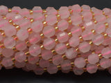 Rose Quartz Beads, 6mm Faceted Prism Double Point Cut-Gems: Round & Faceted-BeadXpert