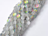 Matte Mystic Aura Quartz-Silver, Rainbow, 8mm-Gems: Round & Faceted-BeadXpert