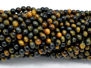 Blue / Yellow Tiger Eye, 4mm (4.3mm) Round Beads-Gems: Round & Faceted-BeadXpert