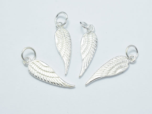 2pcs 925 Sterling Silver Charm, Angel Wing Charm, 6.5x21mm-Metal Findings & Charms-BeadXpert