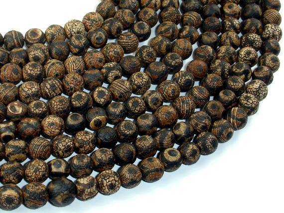 Crackle Tibetan Agate, 8mm(7.8mm) Round-Agate: Round & Faceted-BeadXpert