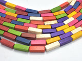 Howlite Beads-Multicolored, Square Tube 4x13mm, 16 Inch-Gems:Assorted Shape-BeadXpert
