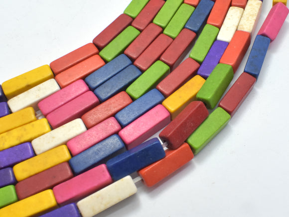 Howlite Beads-Multicolored, Square Tube 4x13mm, 16 Inch-Gems:Assorted Shape-BeadXpert