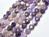 Amethyst 12mm Heart Beads, 15 Inch-BeadXpert