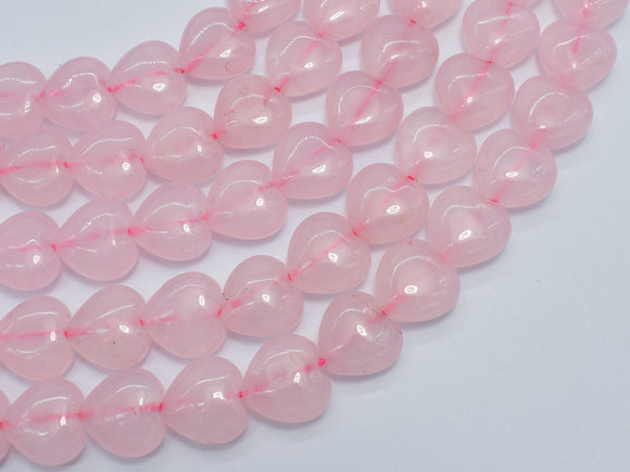 Rose Quartz 12mm Heart Beads, 15 Inch-BeadXpert