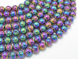 Lava-Rainbow Plated, 8mm (8.7mm) Round Beads-Gems: Round & Faceted-BeadXpert