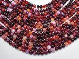 Banded Agate Beads, Red & White, 6mm Round-Agate: Round & Faceted-BeadXpert