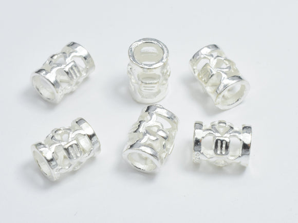 8pcs 925 Sterling Silver Beads, 5x6.6mm Tube Beads, Big Hole Filigree Beads, Spacer Beads-BeadXpert
