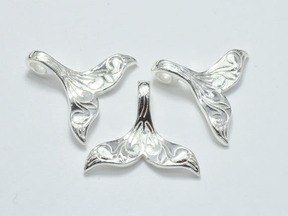 1pc 925 Sterling Silver Charm, Whale Tail, Mermaid Tail, Silver Pendant, 21x17mm-BeadXpert