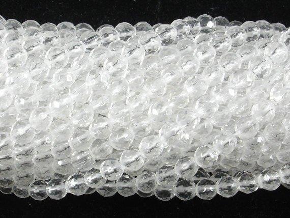 Clear Quartz Beads, 4mm (4.5mm) Faceted Round-Gems: Round & Faceted-BeadXpert