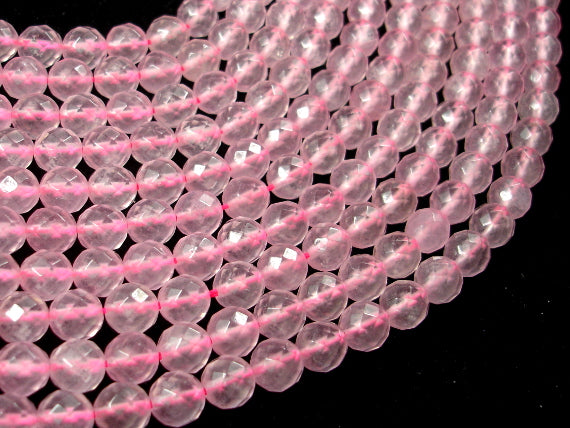 Rose Quartz, 8 mm Faceted Round Beads-BeadXpert