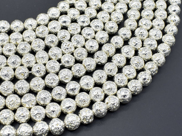 Lava-Silver Plated, 8mm (8.7mm) Round Beads-Gems: Round & Faceted-BeadXpert