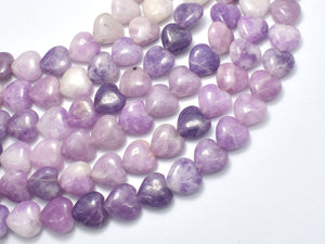 Lepidolite 12mm Heart Beads, 15 Inch-BeadXpert