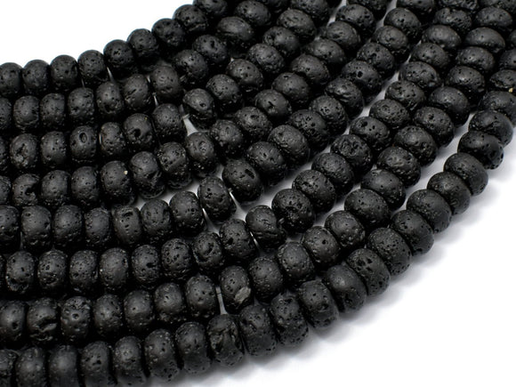 Black Lava Beads, 5x8mm Rondelle Beads-Gems:Assorted Shape-BeadXpert
