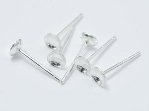 20pcs (10pairs) 925 Sterling Silver Earring Cup Stud Post-Metal Findings & Charms-BeadXpert