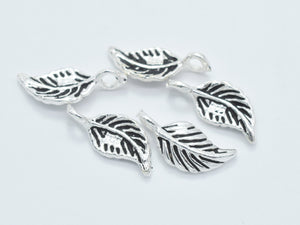 4pcs 925 Sterling Silver Charm-Antique Silver, Leaf Charm-Metal Findings & Charms-BeadXpert