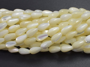 Mother of Pearl, MOP, White, 5x9mm Teardrop-BeadXpert