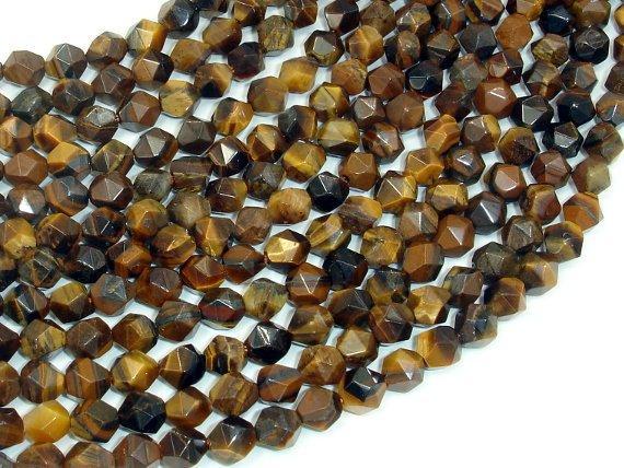 Tiger Eye, Round, 6mm, Star Cut Faceted Round-Gems: Round & Faceted-BeadXpert